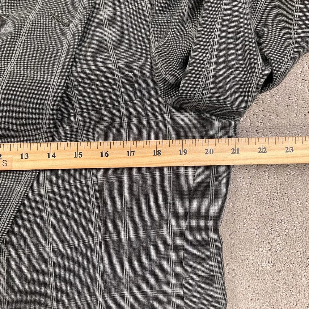 Hart Schaffner Marx‎ Mens 42R 33W 28.5L Gray Blue Windowpane Plaid Viracle Wool